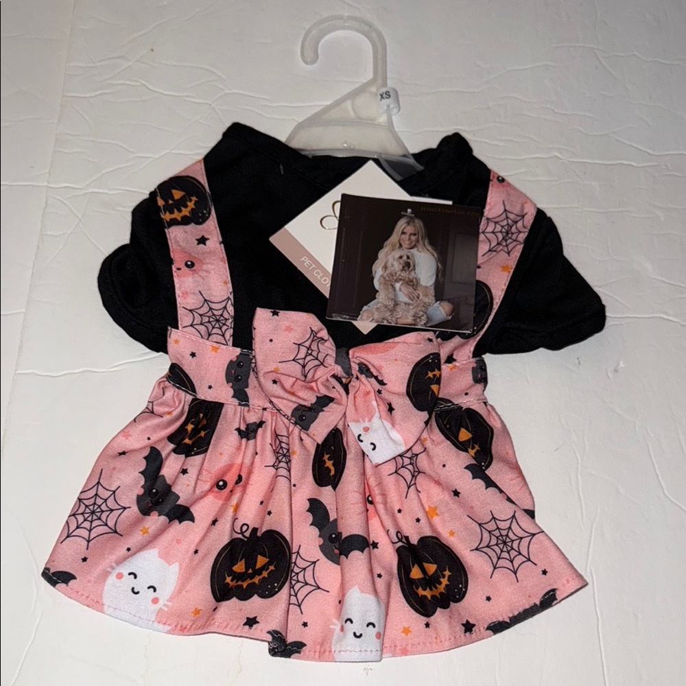 NWT Jessica Simpson Dog Halloween Dress Costume Pink Black Ghosts Bats Size XS